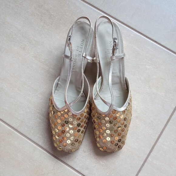 Shoes - VINTAGE GOLD LAMÉ & SEQUIN SHOE